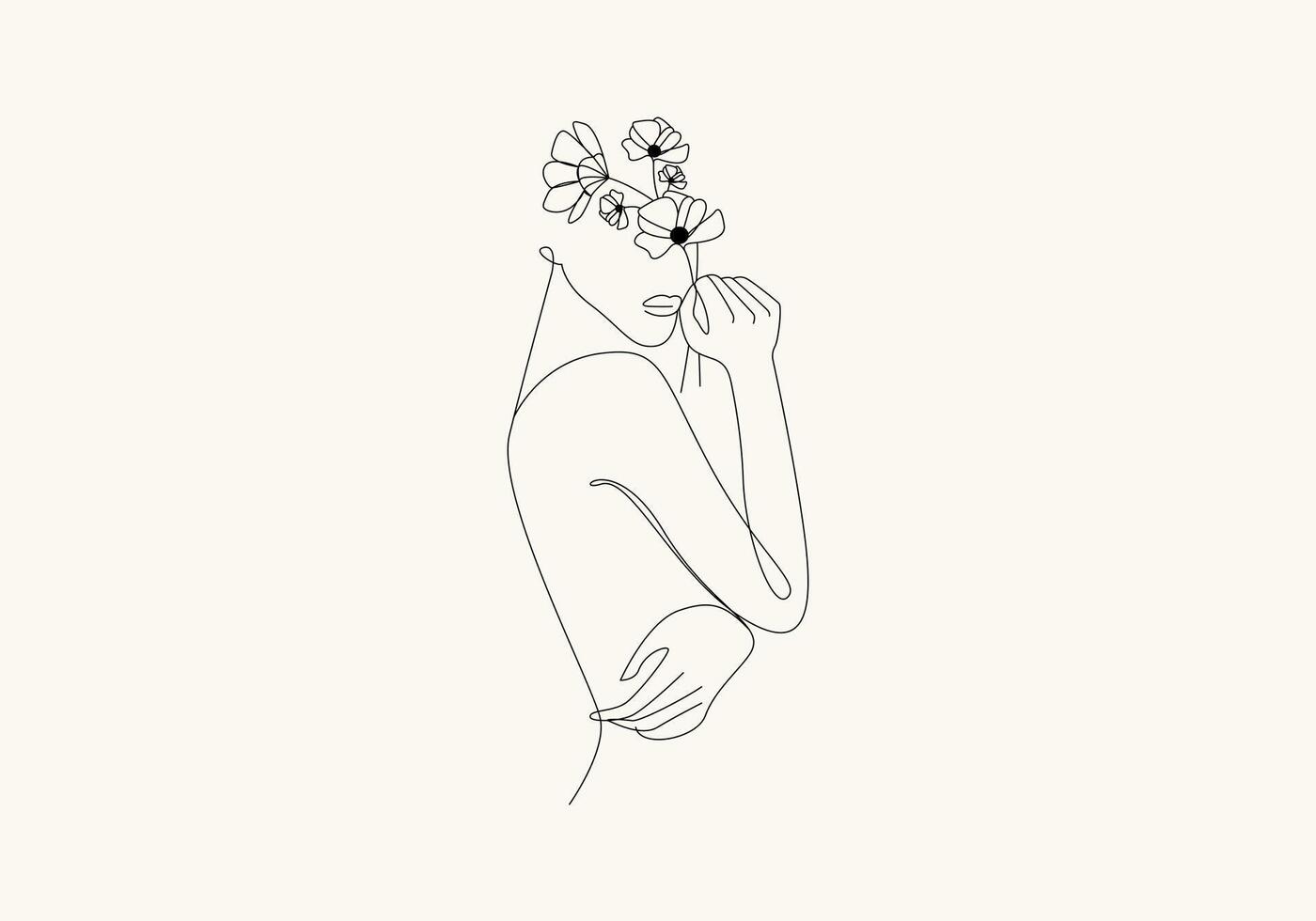 logotyp lady blomma kontinuerlig linje konst, modet boho minimalistisk feminime logotyp. redigerbar fil vektor