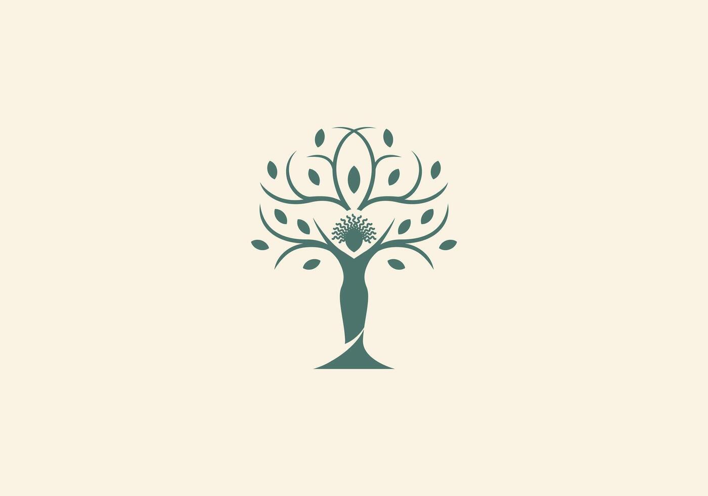 logotyp kvinnor stående med botanisk begrepp. natur, kvinna logotyp design. redigerbar Färg vektor