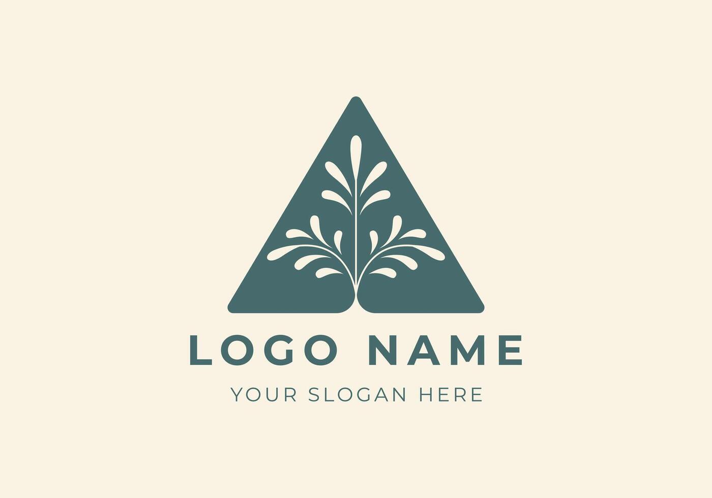 Logo Dreieck mit Blatt. Natur, botanisch, modern, minimalistisch Logo Design. editierbar Farbe vektor