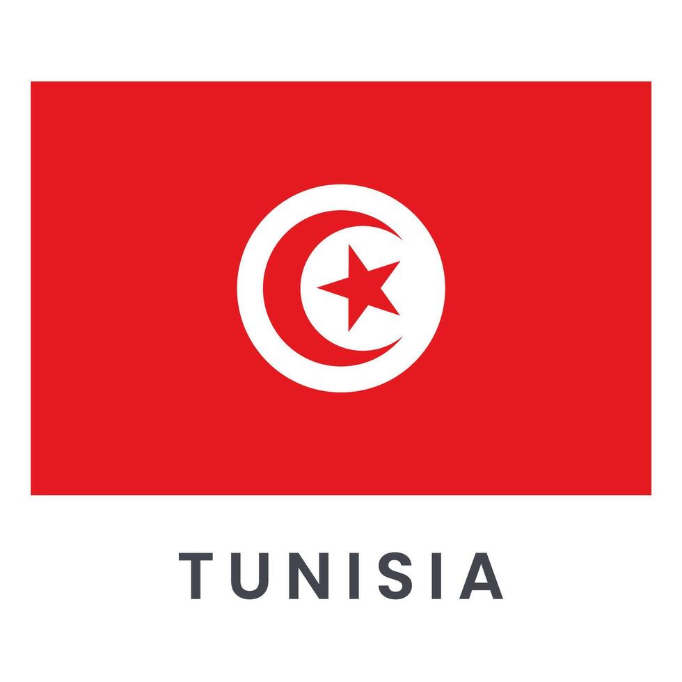 tunisien nationell flagga med officiell färger isolerat på vit bakgrund. vektor