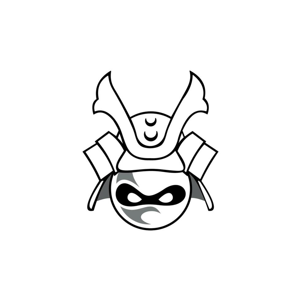 Samurai Kopf Logo. Symbol Vektor Design Vorlage im Weiß Hintergrund.