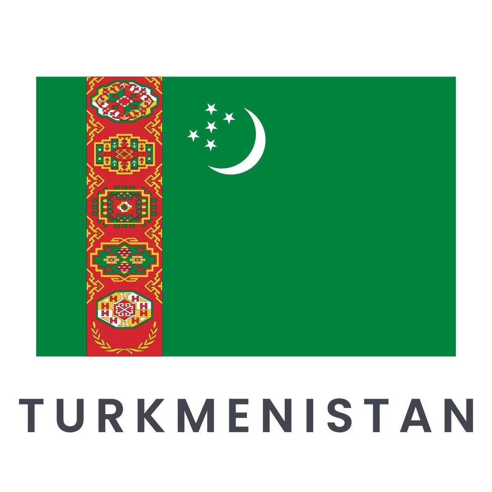 Flagge von Turkmenistan isoliert auf Weiß Hintergrund. vektor