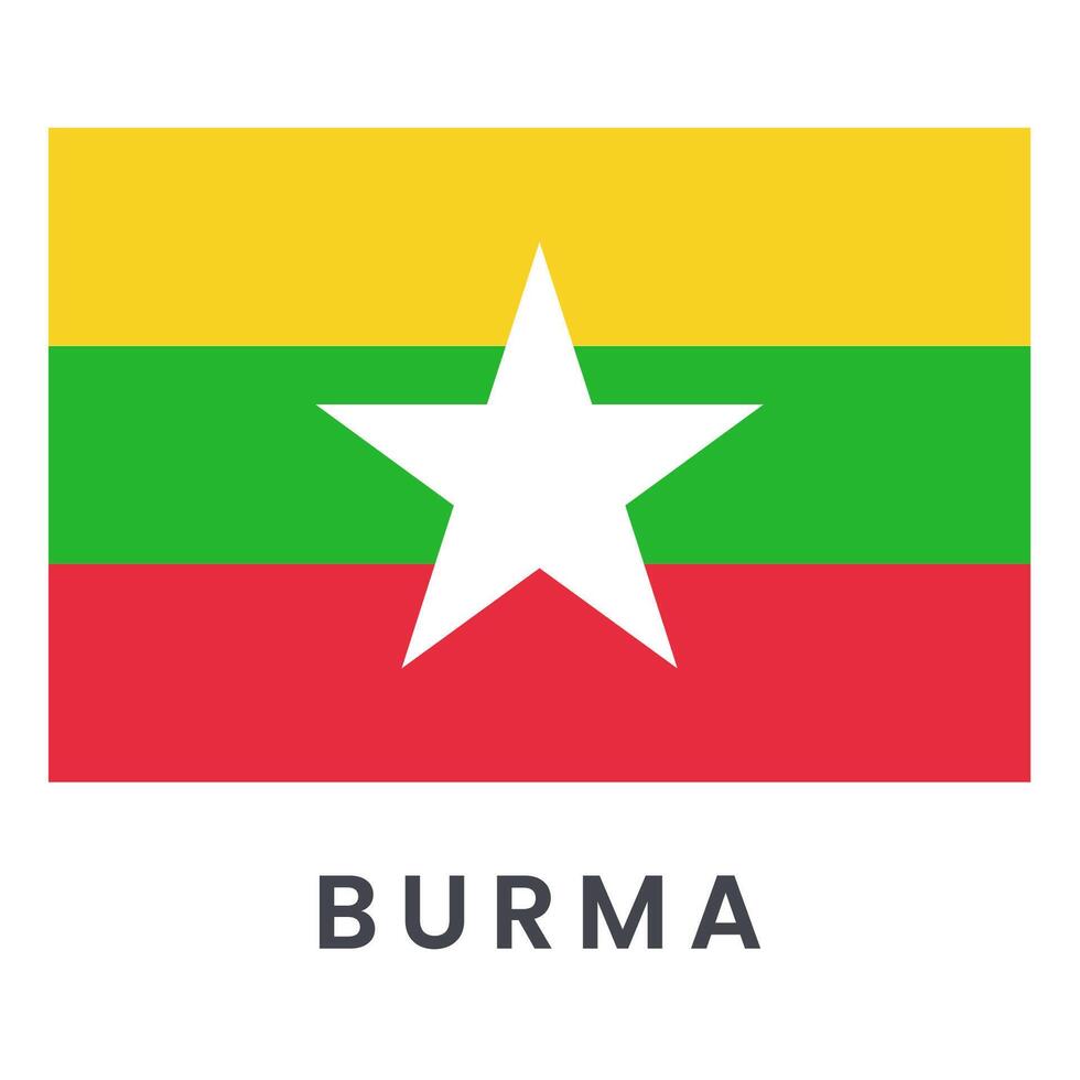 Birma Flagge isoliert auf Weiß Hintergrund. vektor