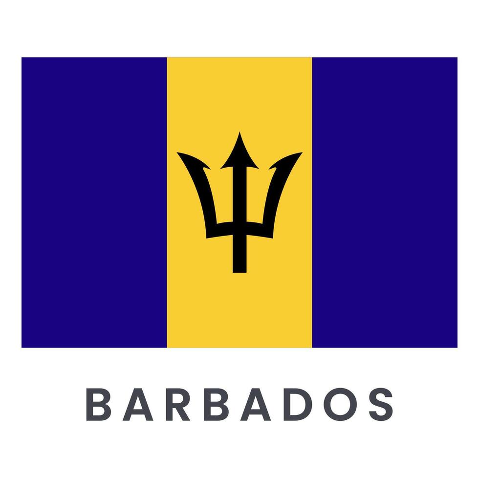 flagga av barbados isolerat på vit bakgrund. vektor