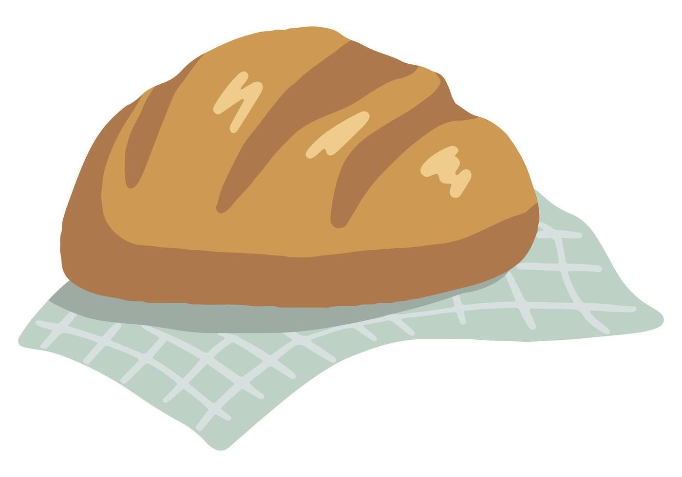 hausgemacht Brot auf das Serviette. Hand gezeichnet Vektor Illustration von Cottagecore ästhetisch. einfach Zeichnung isoliert auf Weiß. Single Clip Art zum Dekor, Speisekarte, Aufkleber, Design, Postkarte, drucken. Essen Gekritzel.