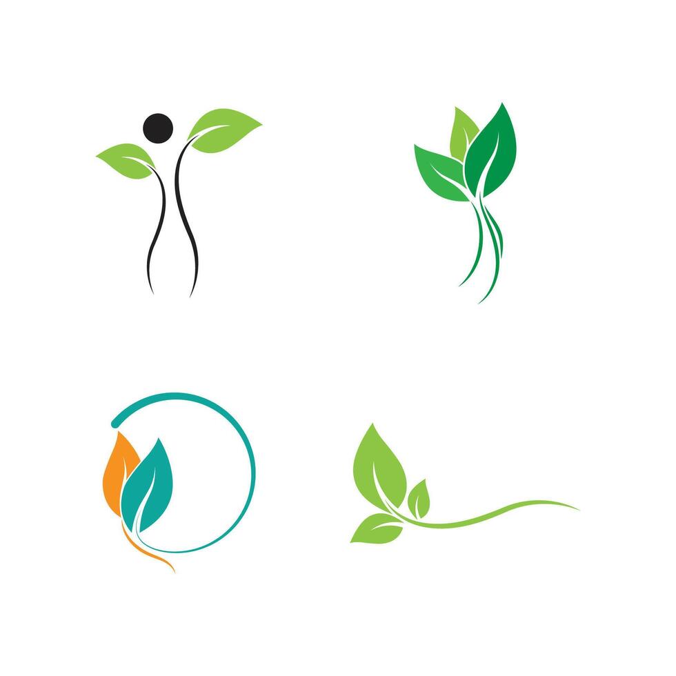 grön blad illustration natur logotyp platt design mall vektor