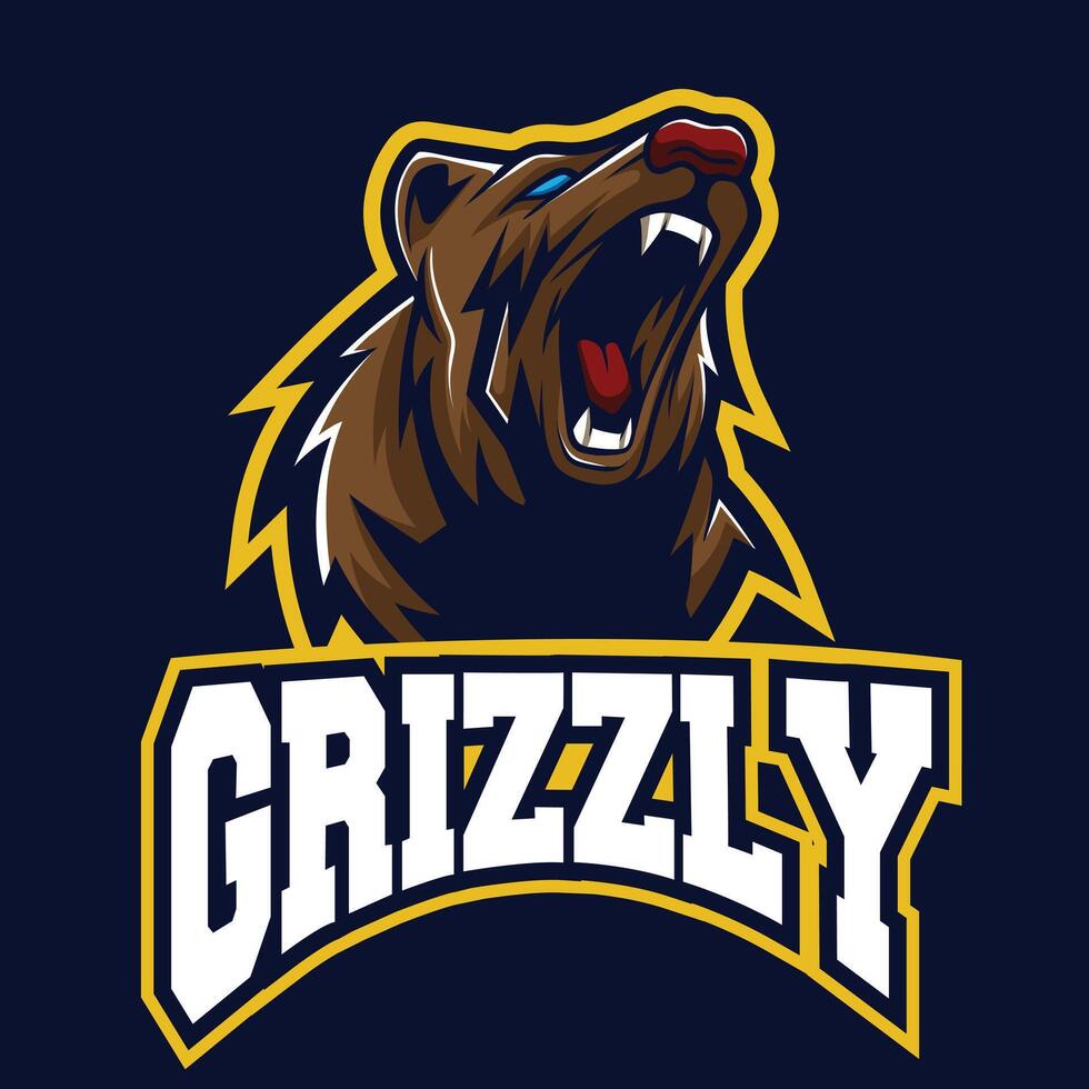 Vektor Grizzly Bär Maskottchen Logo Vorlage