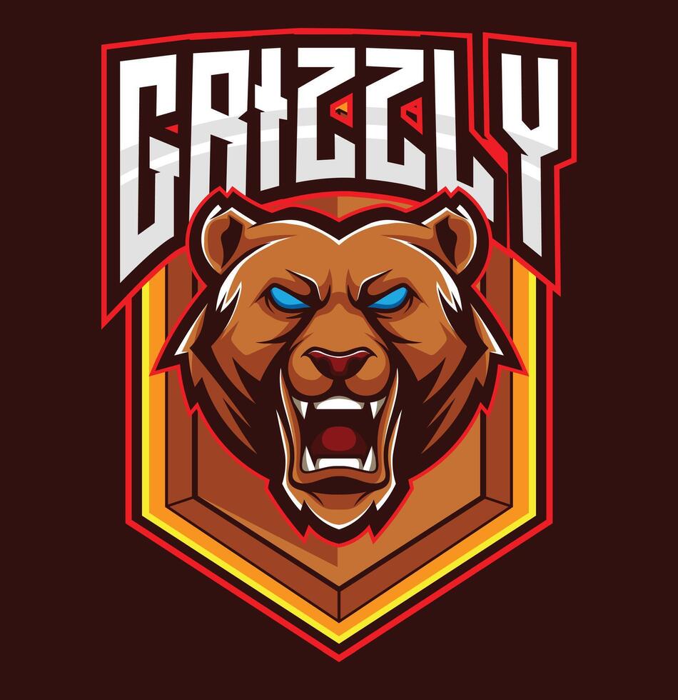 Vektor Grizzly Bär Maskottchen Logo Vorlage