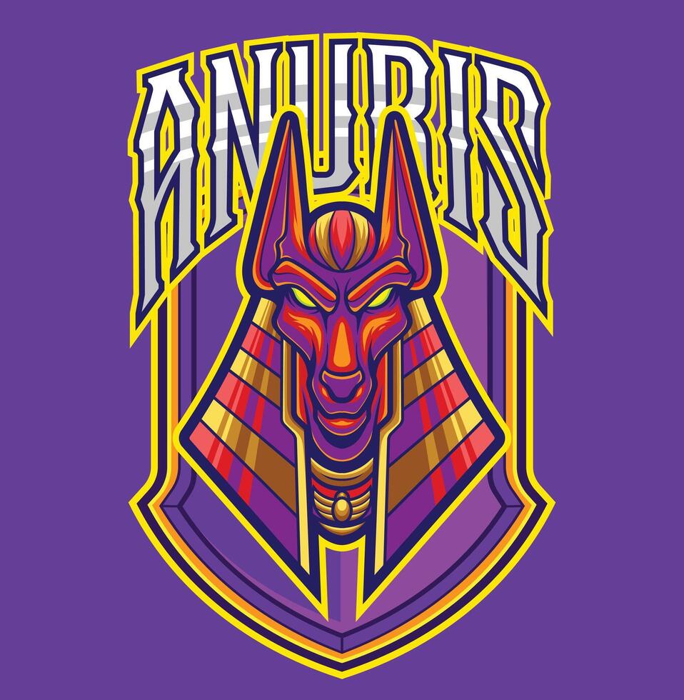 vektor anubis egyptisk Gud maskot logotyp mall