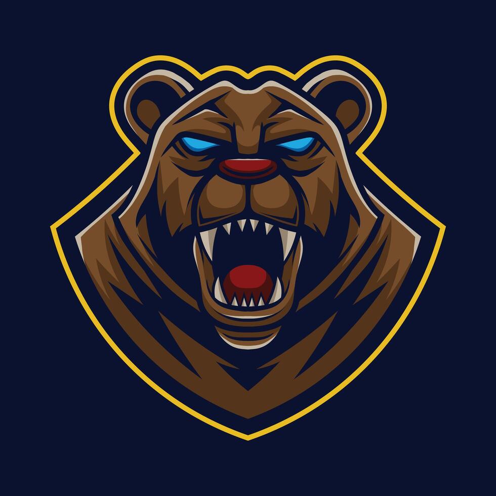 Vektor Grizzly Bär Maskottchen Logo Vorlage