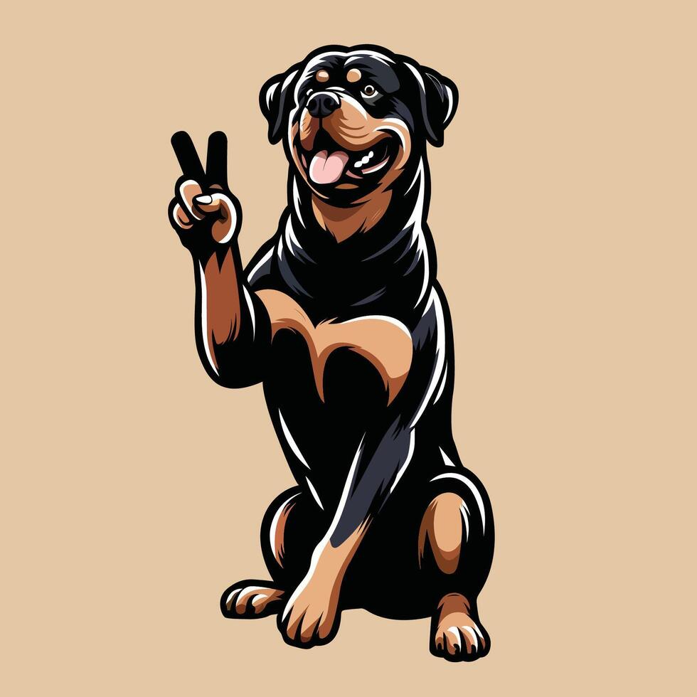 ai generiert Rottweiler Frieden Geste Illustration Profi Vektor