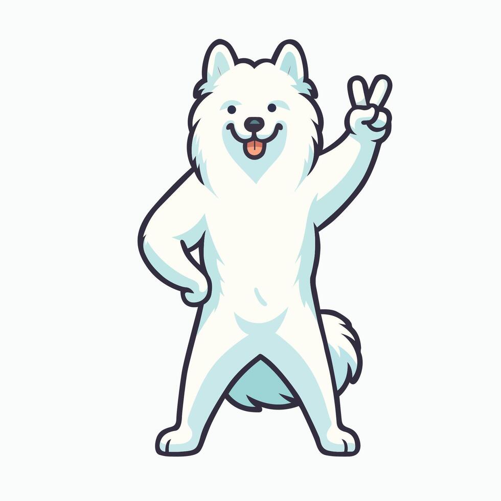 ai generiert samoyed Hund Frieden Geste Illustration vektor