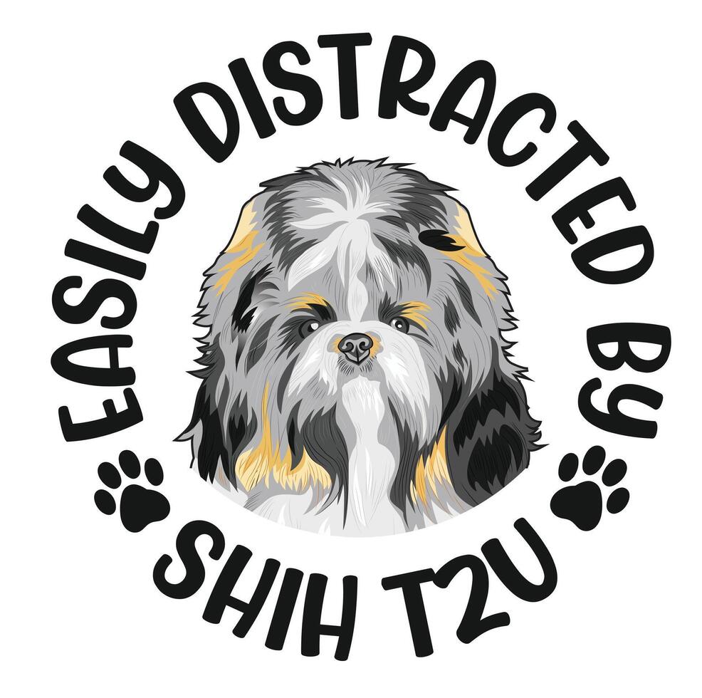 lätt förvirrad förbi shih tzu hund t-shirt design proffs vektor