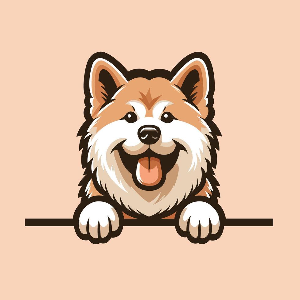 ai generiert Akita Hund spähen Gesicht isoliert Illustration vektor