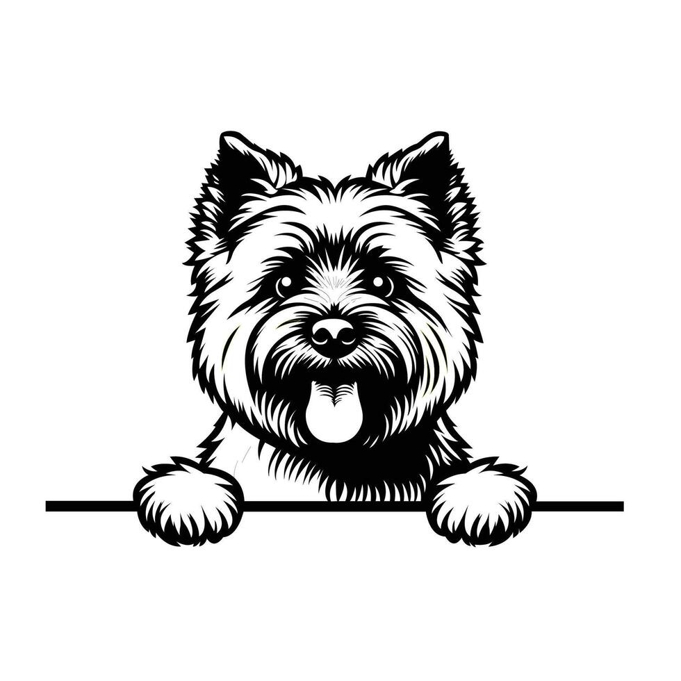ai genererad svart och vit röse terrier hund kikar ansikte silhuett illustration vektor