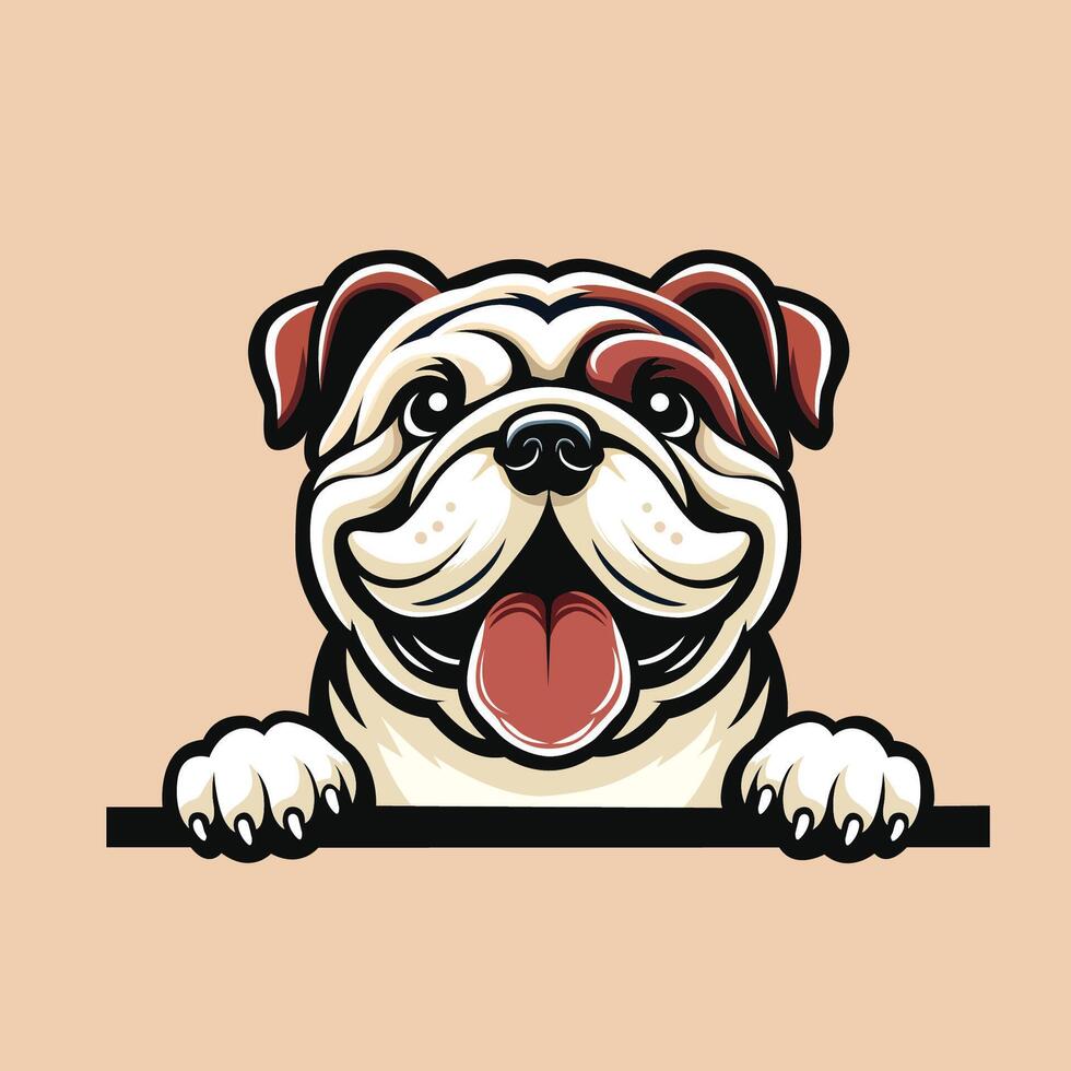 ai generiert Bulldogge spähen Gesicht Illustration Vektor