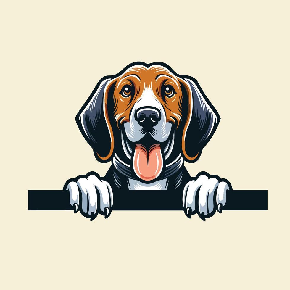 ai generiert Coonhound Hund spähen Gesicht isoliert Illustration vektor