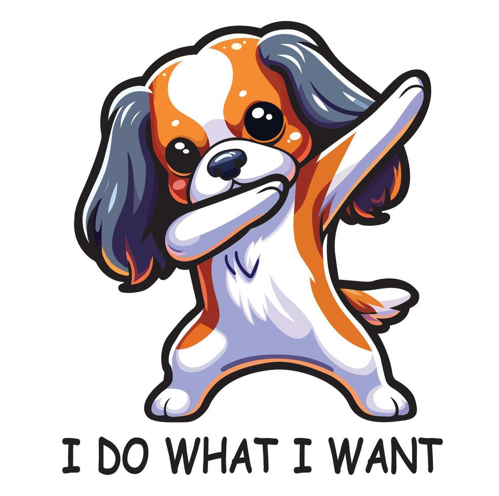 ai generiert tupfen Kavalier König Charles Spaniel Hund T-Shirt Design Illustration Vektor