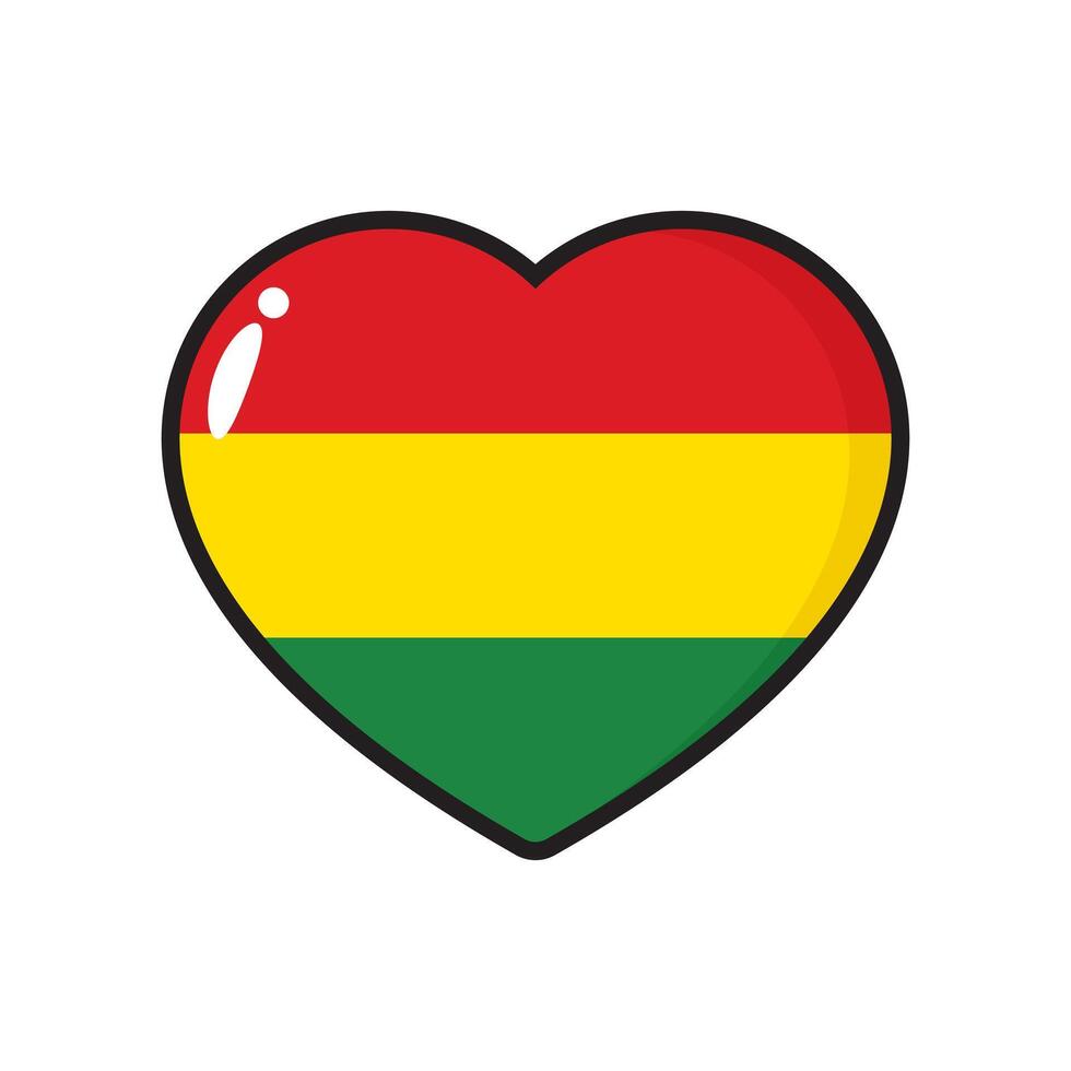 Rot, Gelb und Grün farbig Herz gestalten Symbol wie das Farben von schwarz Geschichte Monat Flagge. eben Vektor Illustration.