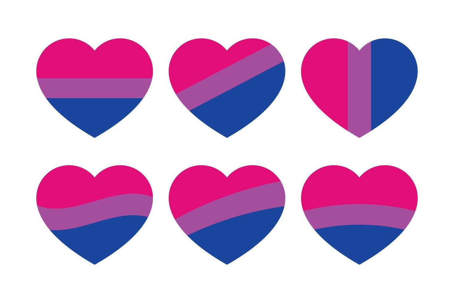 rosa, lila, och blå färgad hjärta ikon, som de färger av de bisexuell flagga. lgbtqi begrepp. platt vektor illustration.