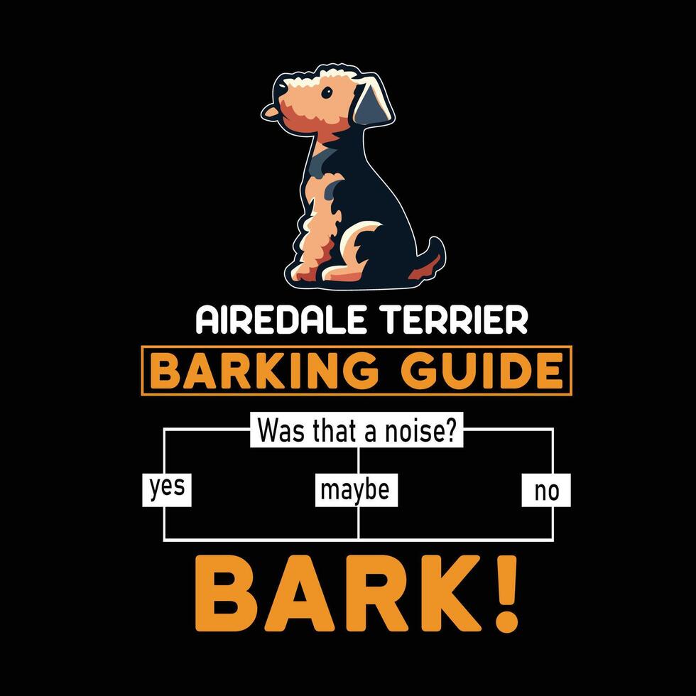 airedale terrier skällande guide typografi t-shirt design illustration vektor