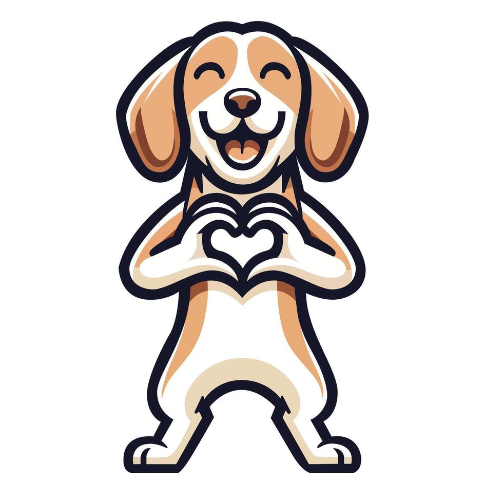 ai genererad beagle kärleksfull hjärta tecken illustration vektor