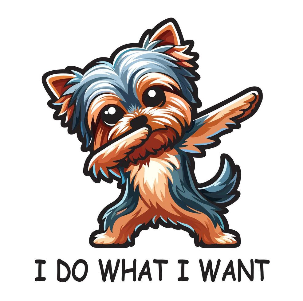 ai generiert tupfen Yorkshire Terrier Hund T-Shirt Design Illustration Vektor