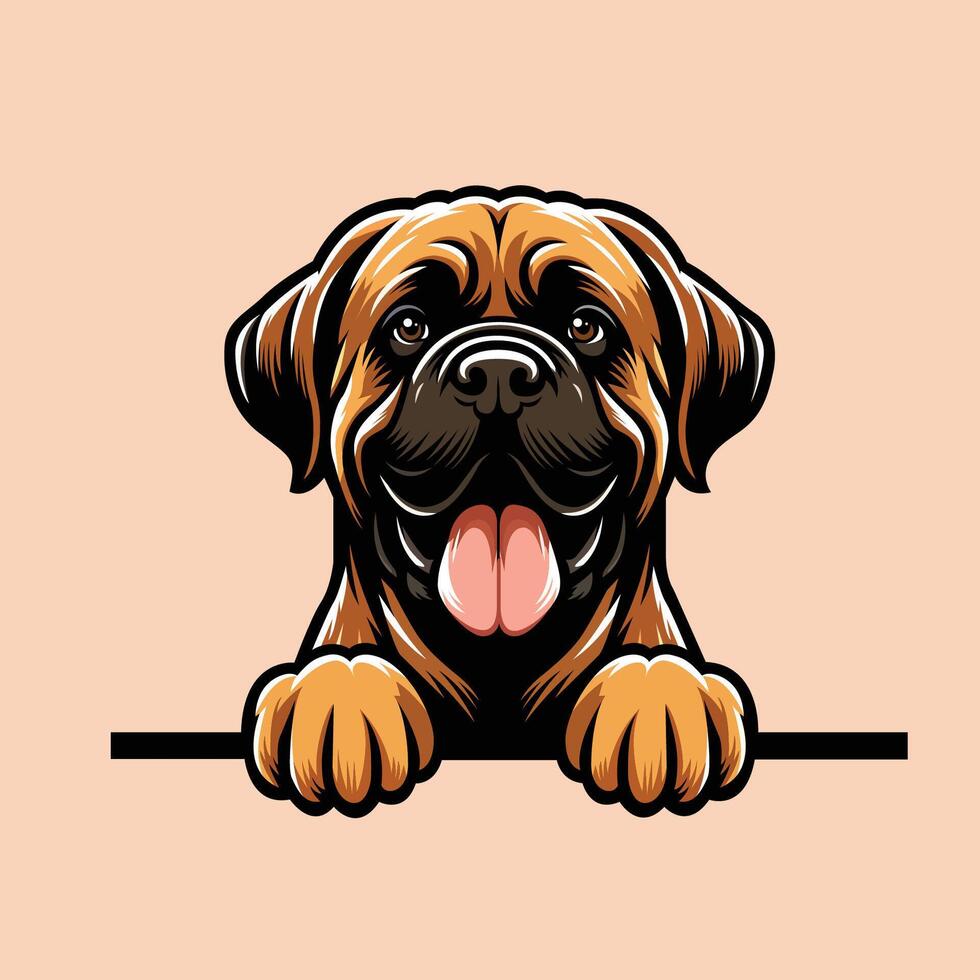 ai genererad mastiff hund kikar ansikte isolerat illustration vektor