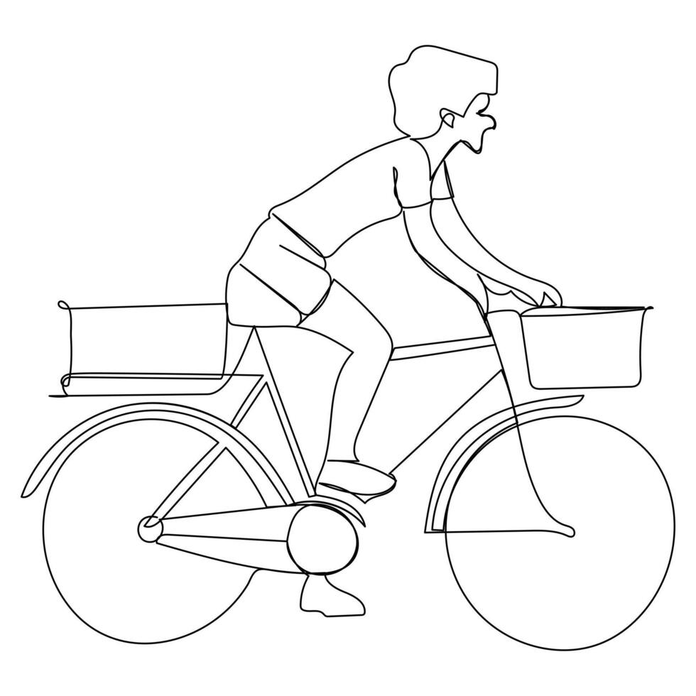 kontinuierlich Single Vektor Linie Kunst Zeichnung und einer Linie Illustration von Fahrrad