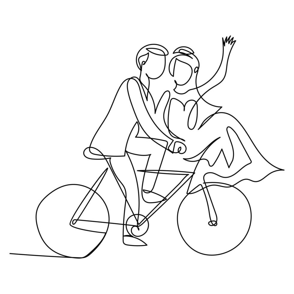 kontinuierlich Single Vektor Linie Kunst Zeichnung und einer Linie Illustration von Fahrrad