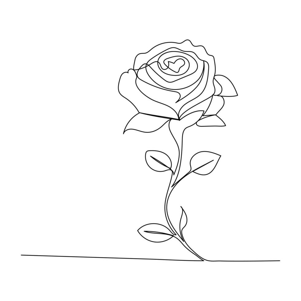 kontinuierlich Single einer Linie Rose Design Hand gezeichnet Zeichnung Rosen Linie Kunst Illustration vektor