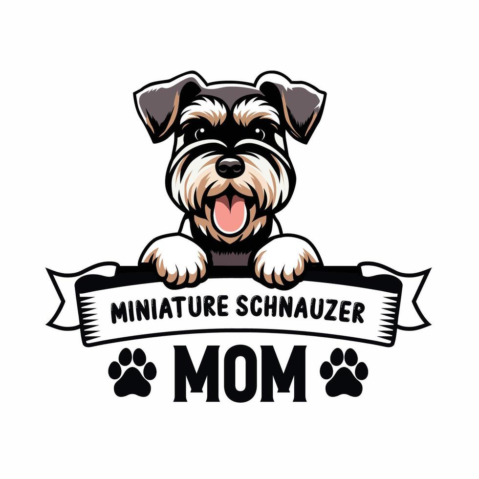 Miniatur Schnauzer Hund Mama Typografie t Hemd Design Illustration Profi Vektor