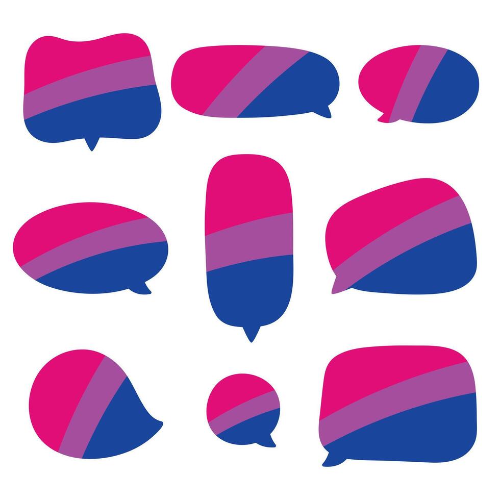 Rosa, lila, und Blau farbig Rede Blase Symbol, wie das Farben von das bisexuell Flagge. lgbtqi Konzept. eben Vektor Illustration.