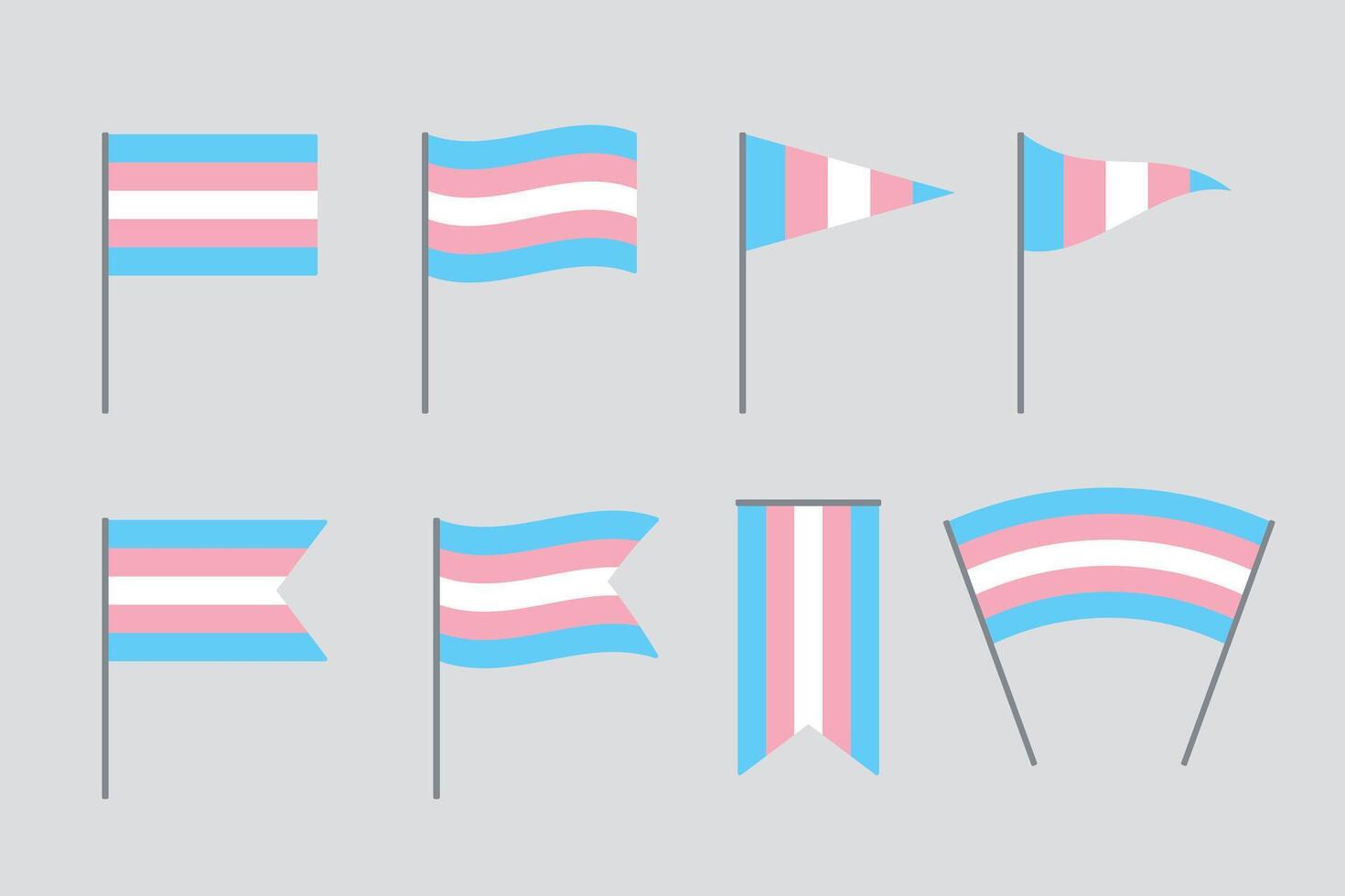 uppsättning av trans flaggor. lgbtqi begrepp. platt vektor illustration.