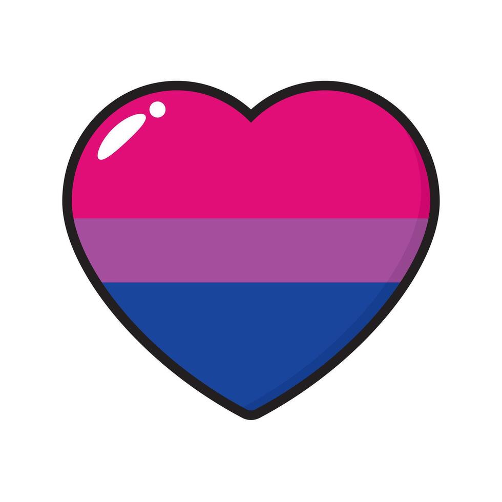 rosa, lila, och blå färgad hjärta ikon, som de färger av de bisexuell flagga. lgbtqi begrepp. platt vektor illustration.