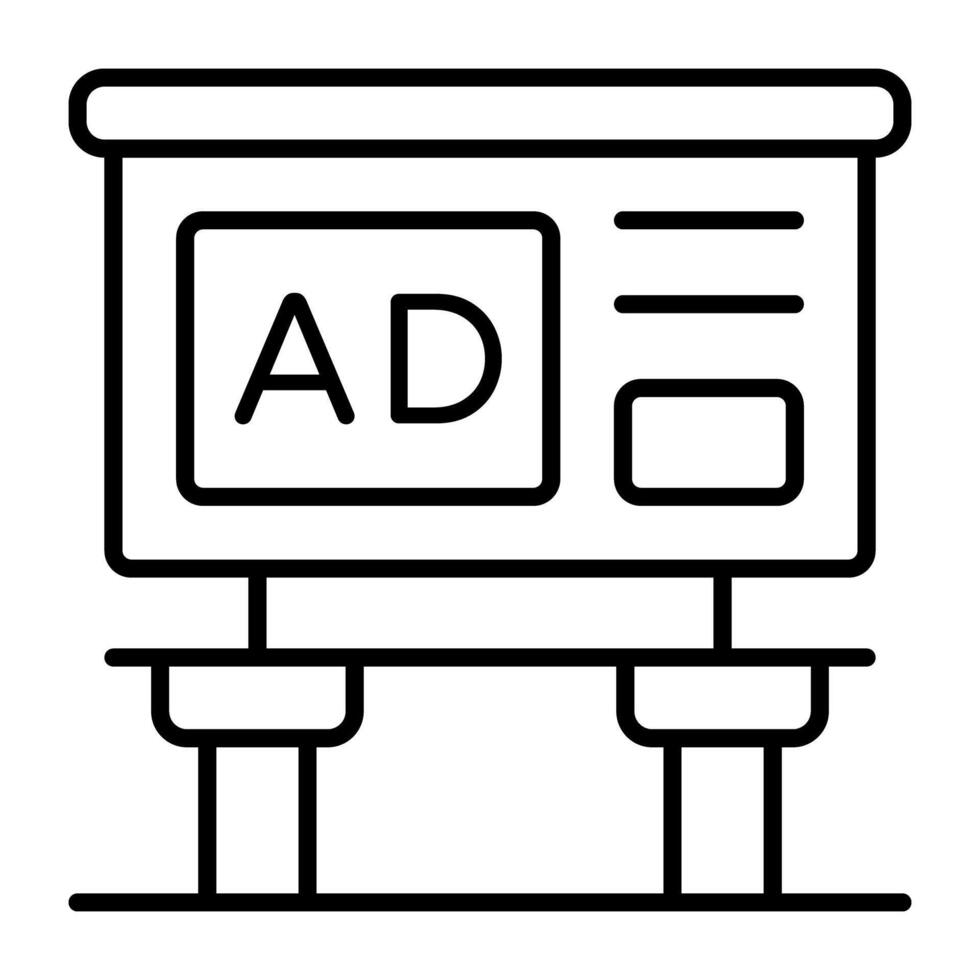 ein linear Design, Symbol von Anzeige Tafel vektor