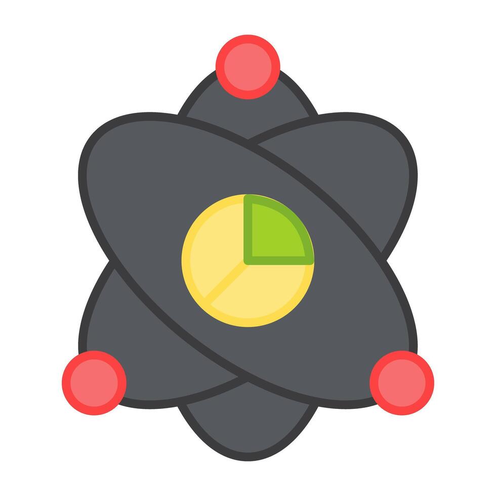 paj Diagram inuti atom, ikon av data vetenskap vektor