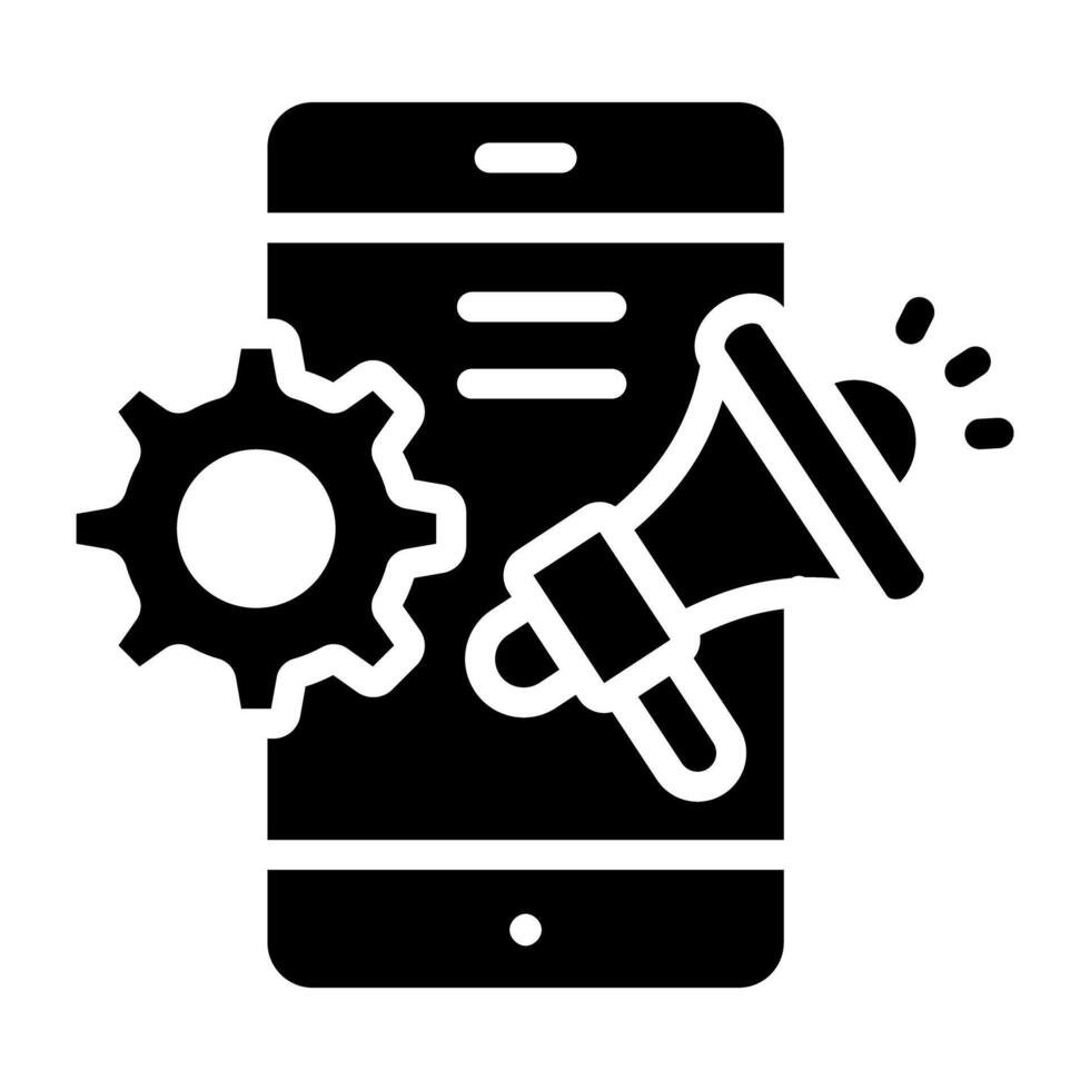 fast design, ikon av mobil marknadsföring förvaltning vektor