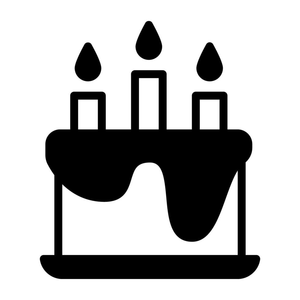 Party Kuchen mit Kerzen auf Es, solide Design Vektor von Geburtstag Kuchen