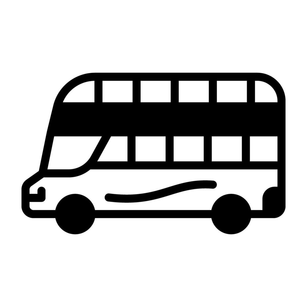 ein Bus Das hat zwei Stockwerke oder Decks, doppelt Decker Bus solide Symbol vektor