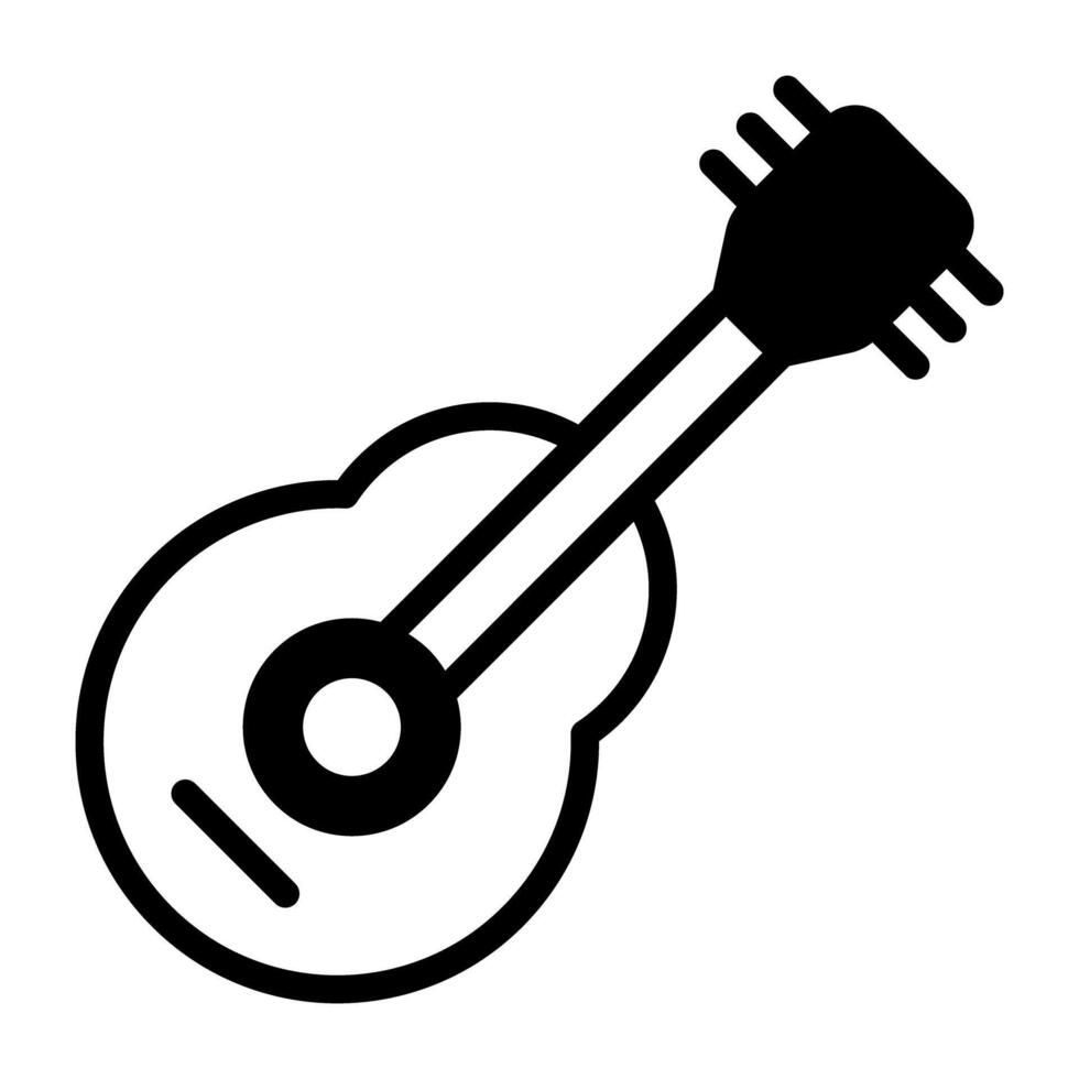 en gitarr, musikalisk instrument ikon i fast design vektor