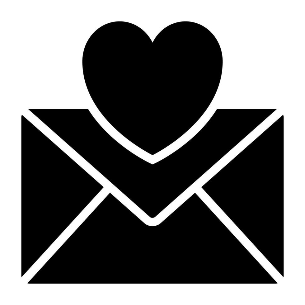 hjärta på kuvert, valentine brev ikon vektor
