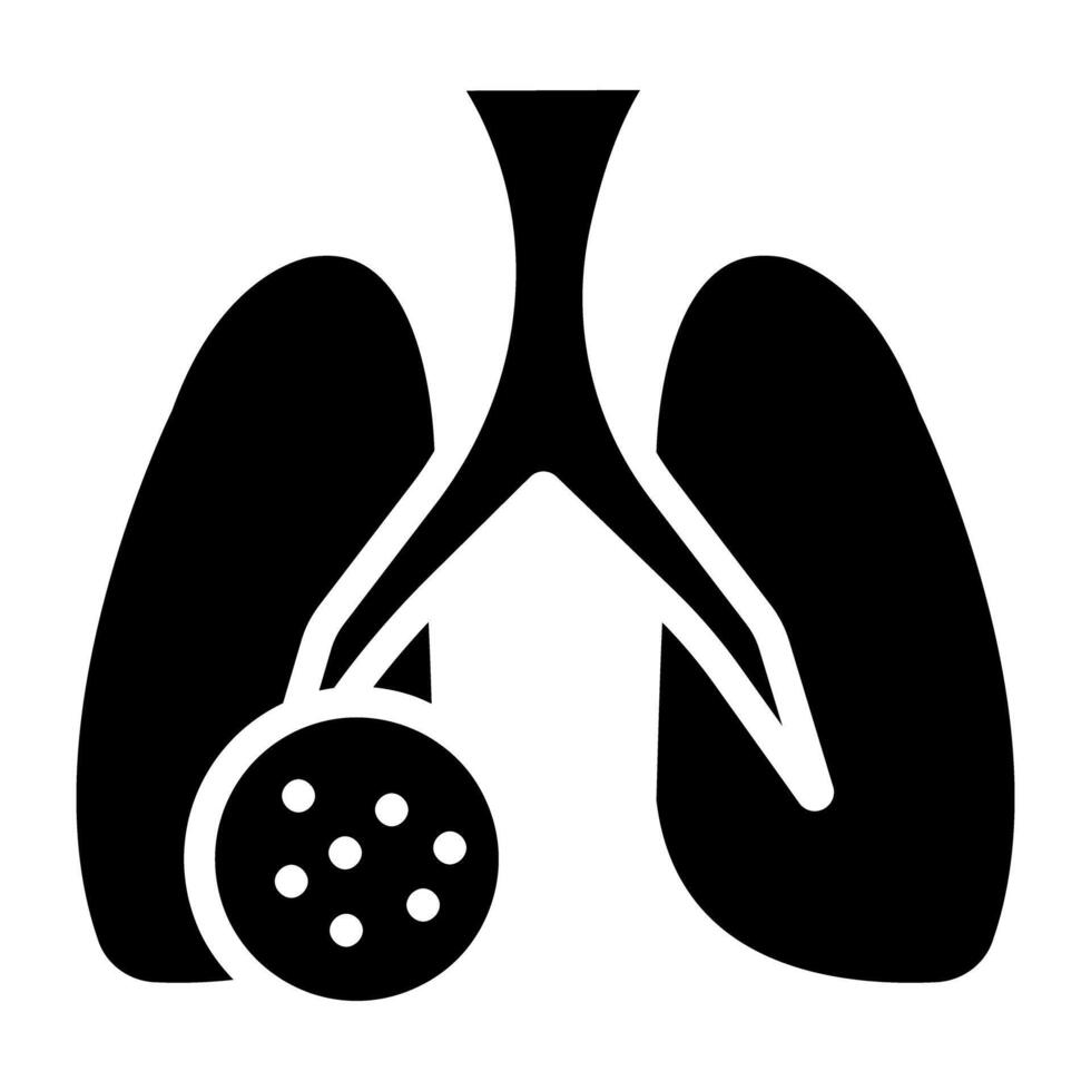 Glyphe Design Symbol von Lunge Krebs, Atemwege Störung vektor