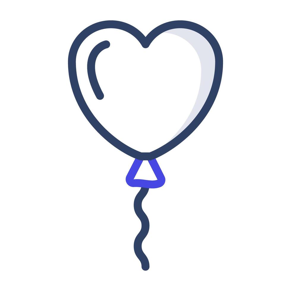 fest dekor tillbehör, linjär design av hjärta ballong vektor