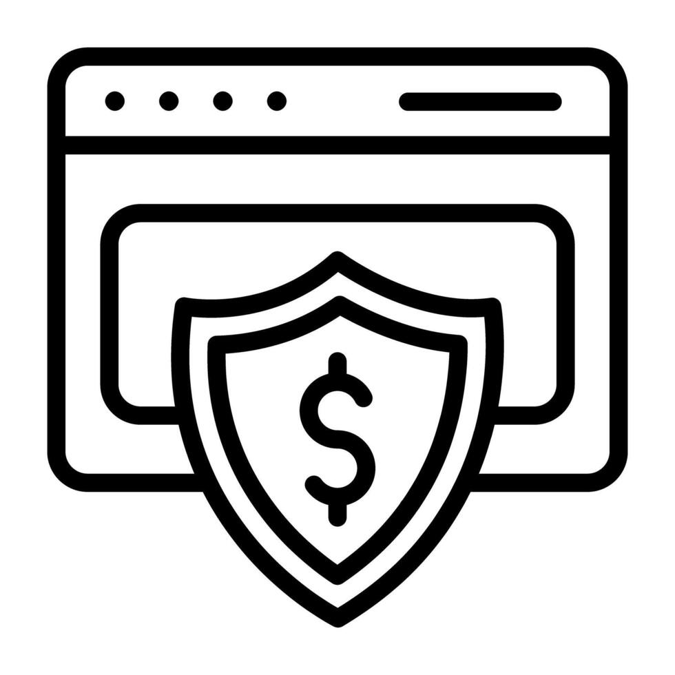 Symbol von online sichern Geld, linear Design vektor