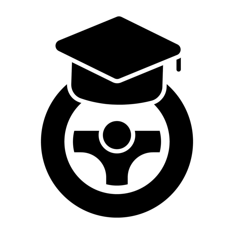 ein Glyphe Design, Symbol von Fahren Bildung vektor