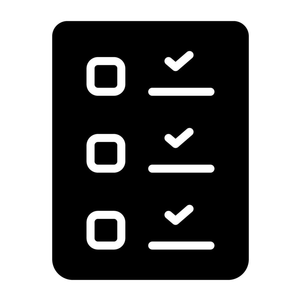 ikon av checklista, fast design vektor