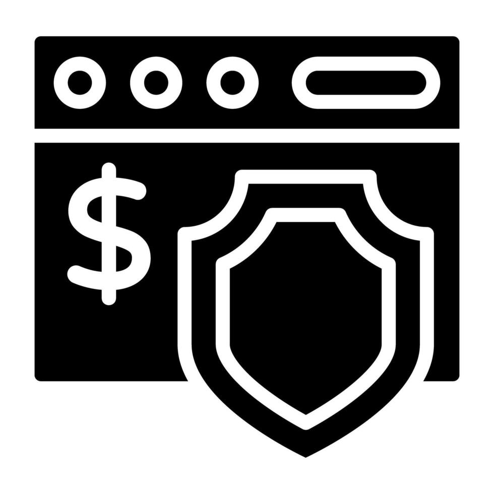 dollar på webb sida med skydda, finansiell skydd ikon vektor