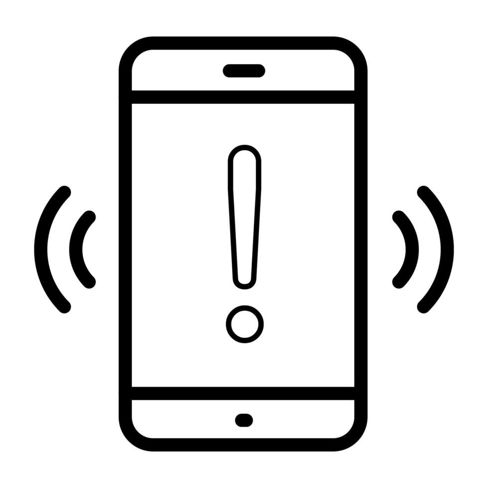 Symbol von Handy, Mobiltelefon Alarm, linear Design vektor