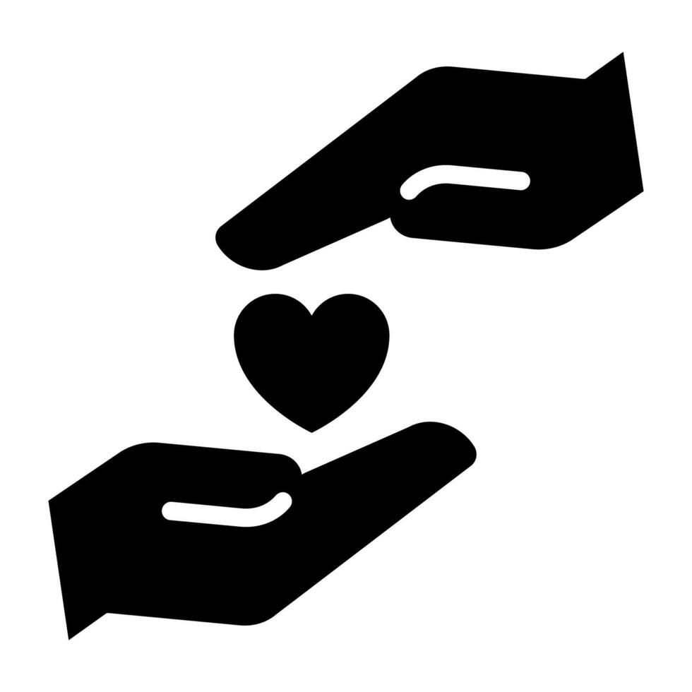 hjärta på hand betecknar begrepp av kärlek vård ikon vektor